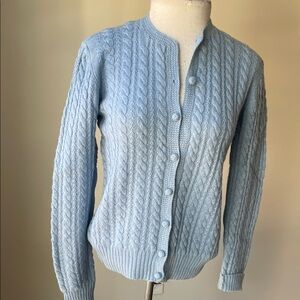 L.L. Bean Light Blue Cable Knit Cardigan